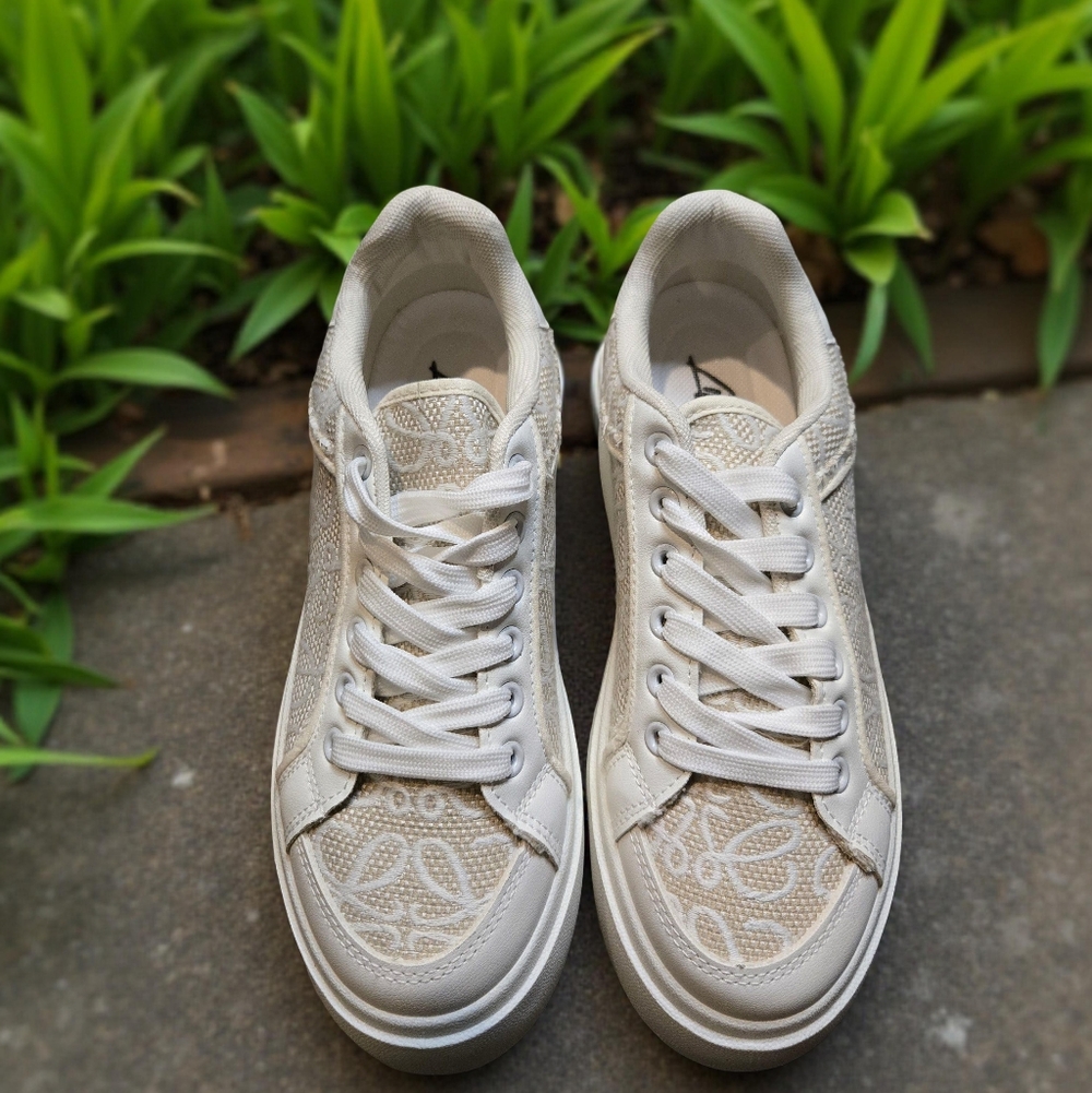Elegant Cream Lace Sneakers